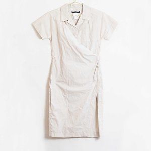 Weekend Max Mara Short Sleeve Fitted Sheath Dress in Tan XS